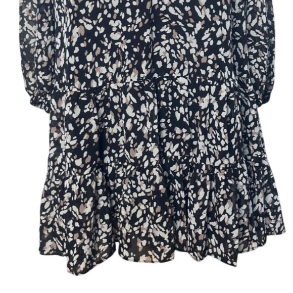 Melloday Floral Print Dress Medium Black White New Lined Short - Picture 4 of 10